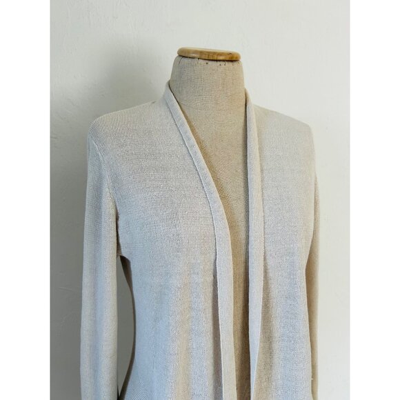 Eileen Fisher Women's SZ Small Gray Beige 100% Linen Open Front Cardigan - Picture 2 of 9